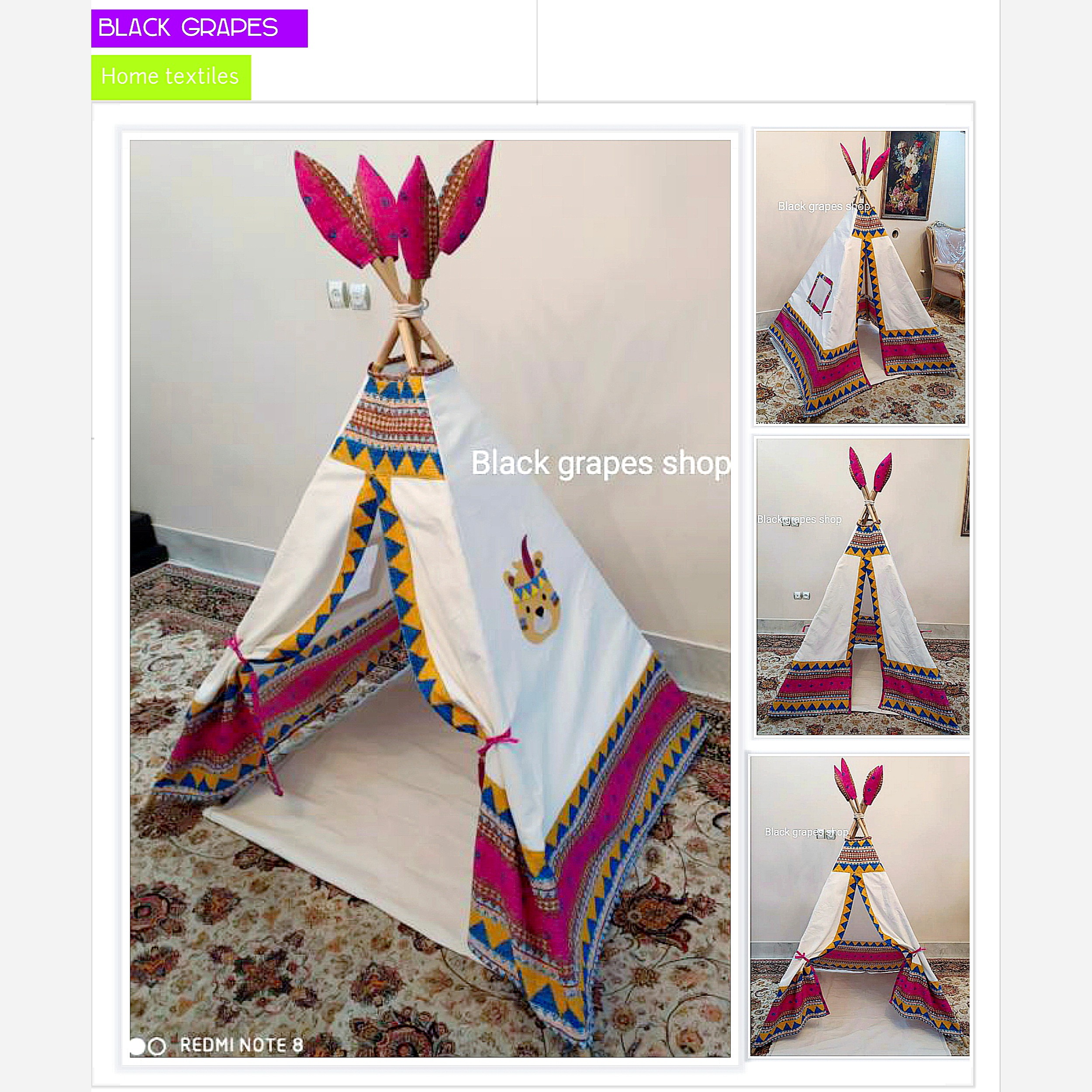 چادرسرخپوستی کودک،مدل قبیله ای،تشک نرمال-پسکرایه