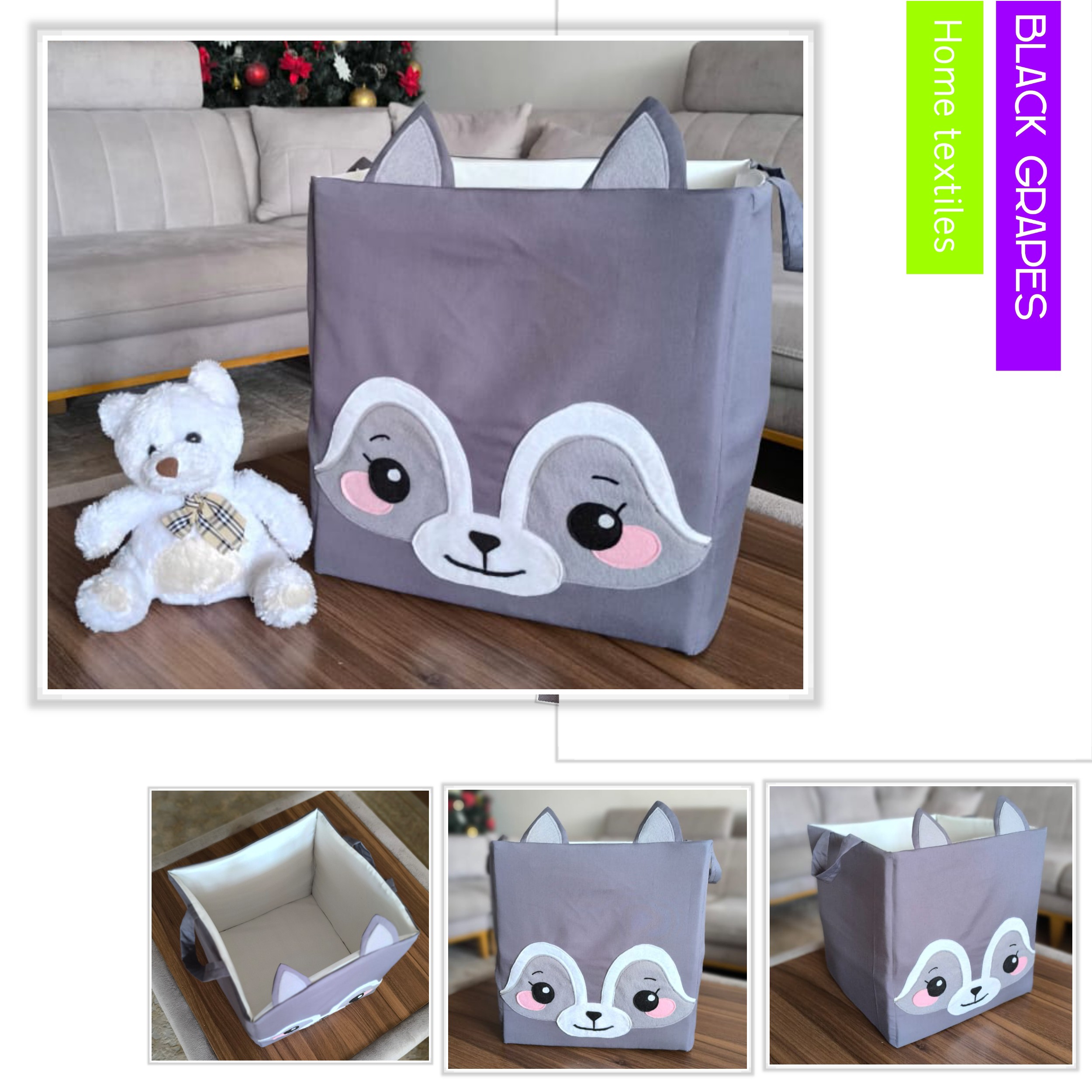 باکس پارچه ای اسباب بازی و لباس،مدل مکعبی،طرح راکن-پسکرایه