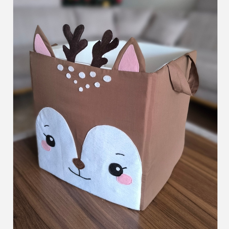 باکس پارچه ای اسباب بازی و لباس،مدل مکعبی،طرح گوزن-پسکرایه