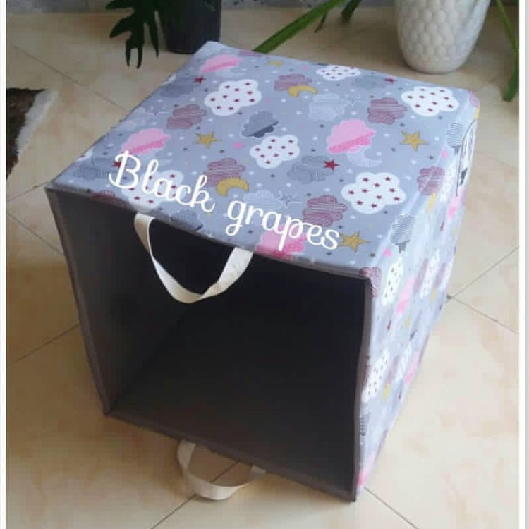 باکس پارچه ای اسباب بازی و لباس،مدل مکعبی،طرح ساده-پسکرایه