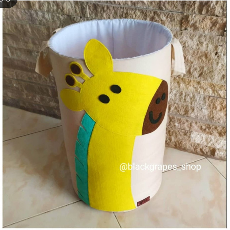 باکس پارچه ای اسباب بازی و لباس،مدل استوانه ای،طرح زرافه-پسکرایه