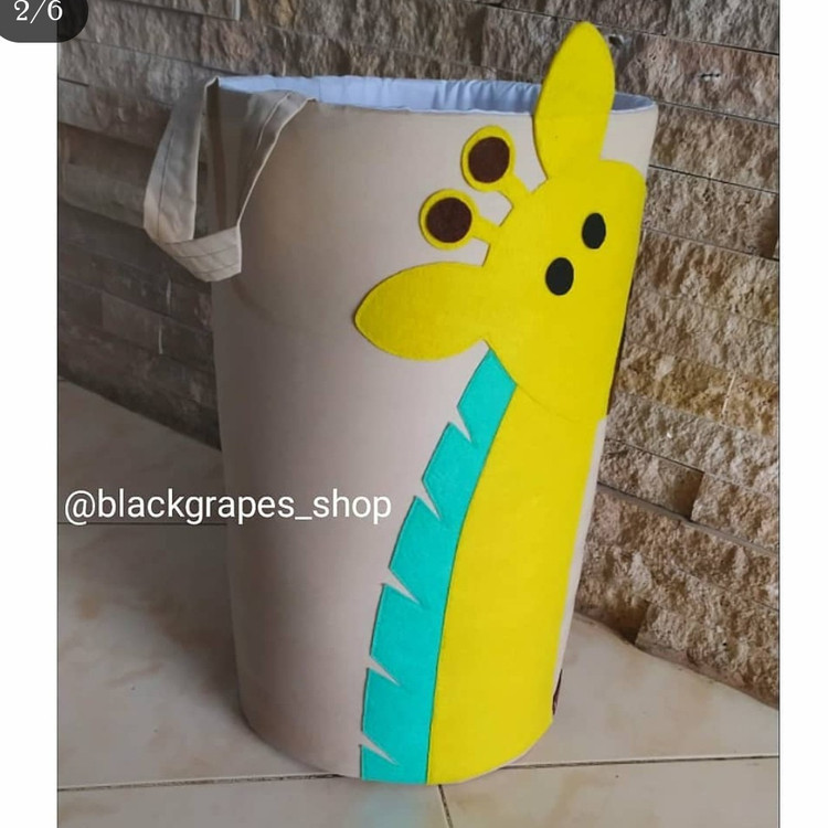 باکس پارچه ای اسباب بازی و لباس،مدل استوانه ای،طرح زرافه-پسکرایه