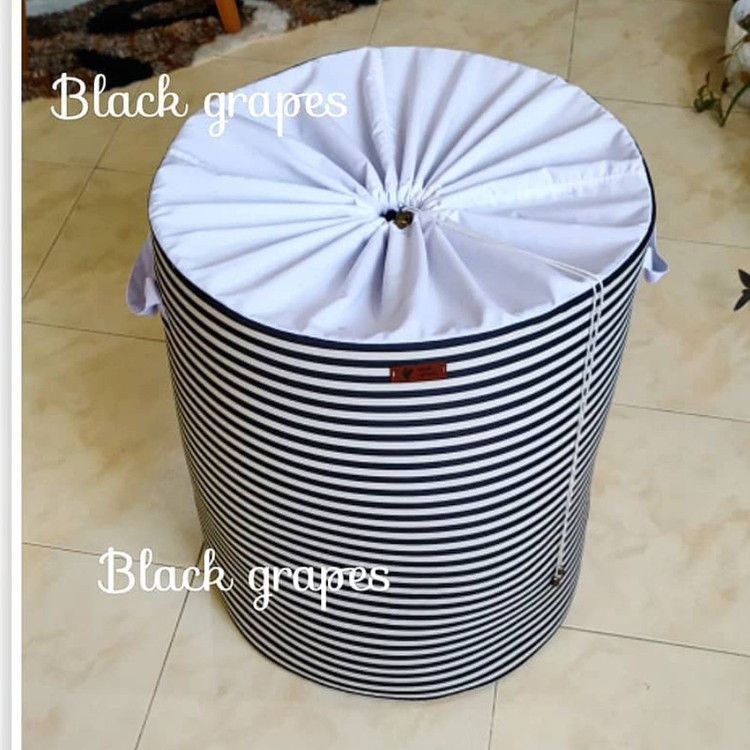 باکس پارچه ای اسباب بازی و لباس،مدل استوانه ای درب دار،طرح ساده-پسکرایه