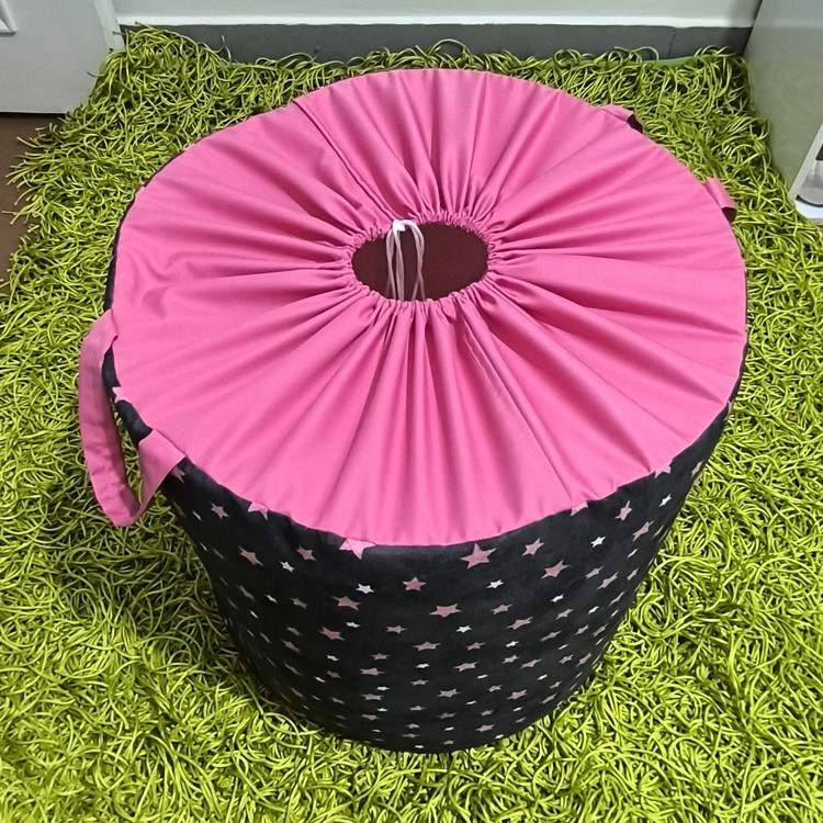 باکس پارچه ای اسباب بازی و لباس،مدل استوانه ای درب دار،طرح ساده-پسکرایه